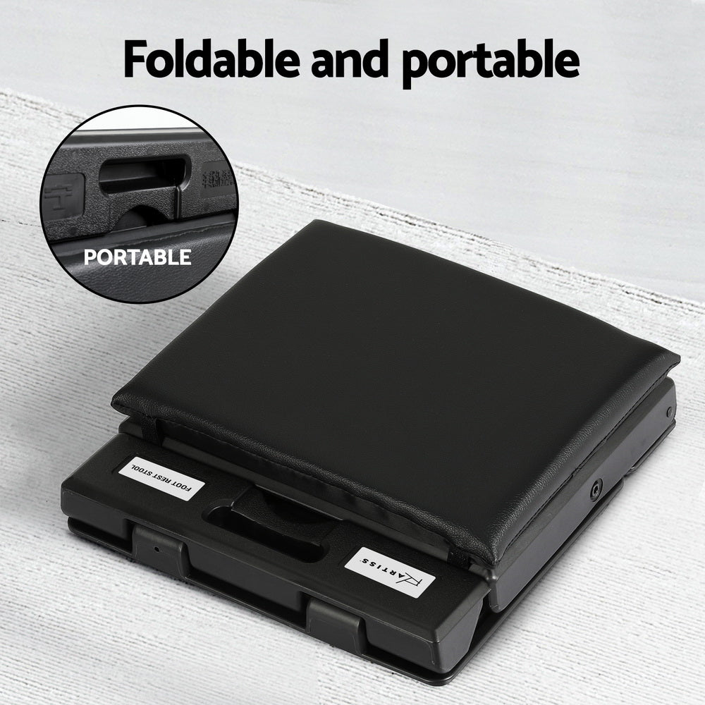 Artiss Foot Rest Stool Office Under Desk Fold Footrest Massage Cushion Pad Black 6