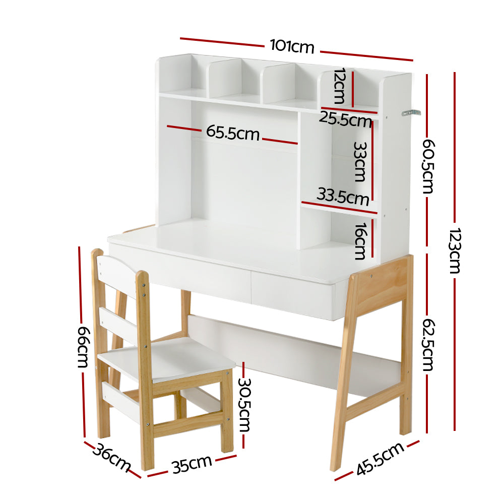 Keezi 2PCS Kids Table and Chairs Set Study Activity Toys Storage Desk Drawer 3