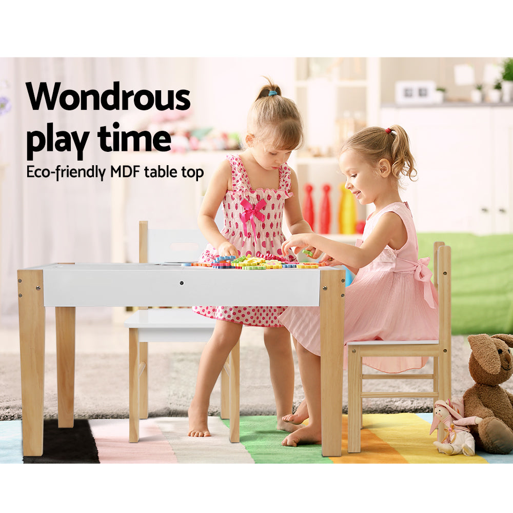 Keezi Kids Table Chair Set Children Storage Study Desk Toy Play Game Chalkboard 4