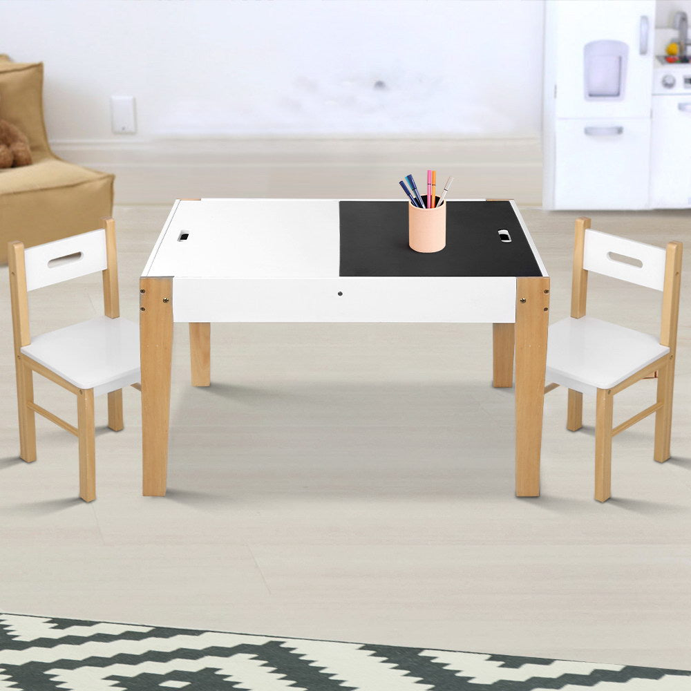 Keezi Kids Table Chair Set Children Storage Study Desk Toy Play Game Chalkboard 5