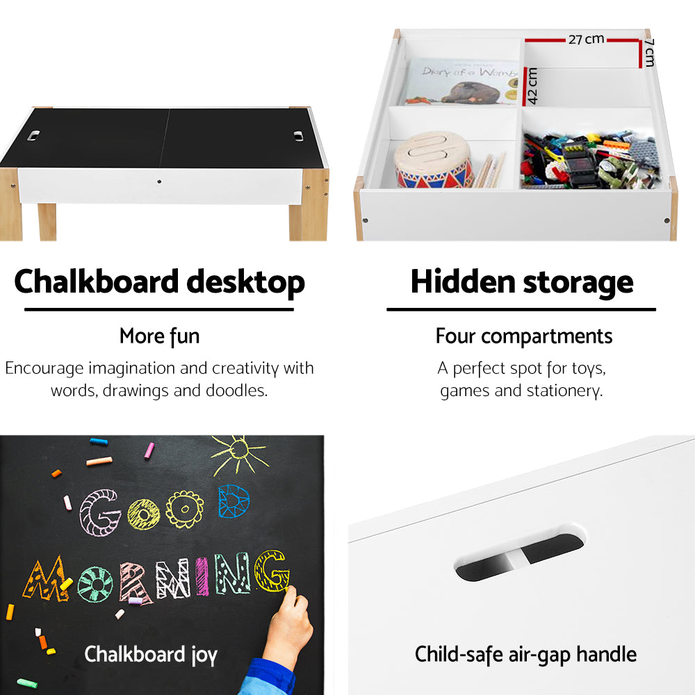 Keezi Kids Table Chair Set Children Storage Study Desk Toy Play Game Chalkboard 7