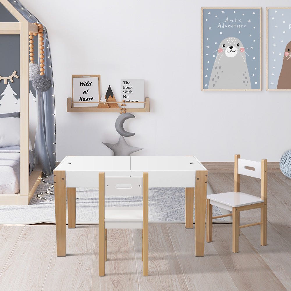 Keezi Kids Table Chair Set Children Storage Study Desk Toy Play Game Chalkboard 8
