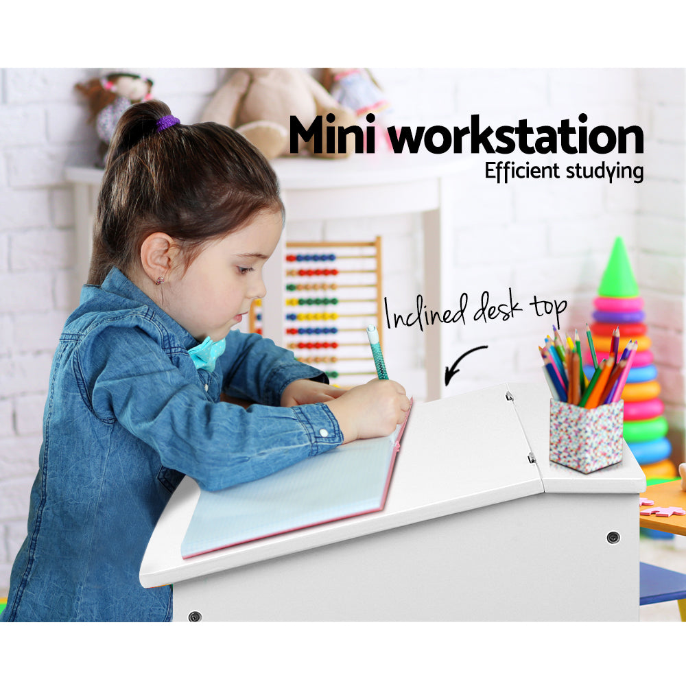 Keezi 2PCS Kids Table and Chairs Set Activity Children Playing Toys Study Desk 6