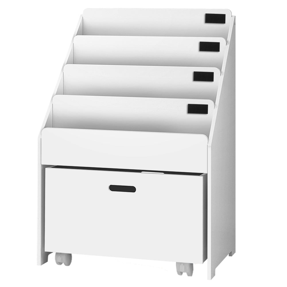 Keezi 4 Tiers Kids Bookshelf Storage Organiser Children Bookcase Drawers Display 3