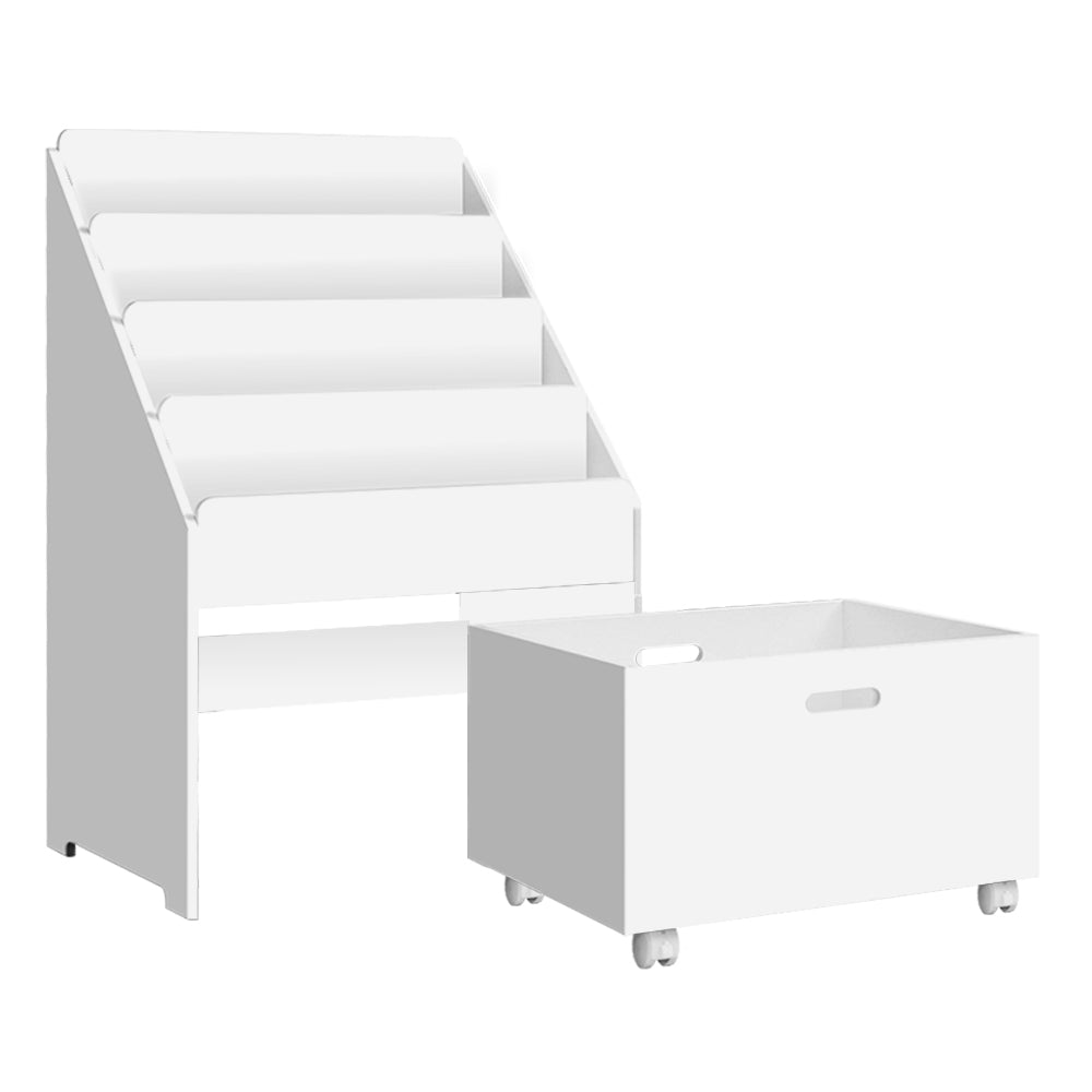 Keezi 4 Tiers Kids Bookshelf Storage Organiser Children Bookcase Drawers Display 5