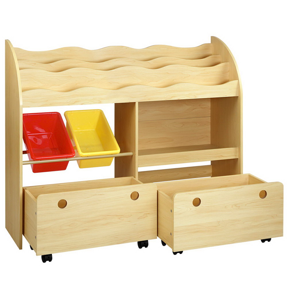Keezi 3 Tiers Kids Bookshelf Storage Children Bookcase Toy Box Organiser Display 3