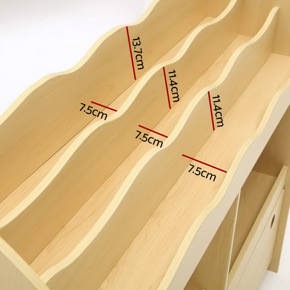 Keezi 3 Tiers Kids Bookshelf Storage Children Bookcase Toy Box Organiser Display 5