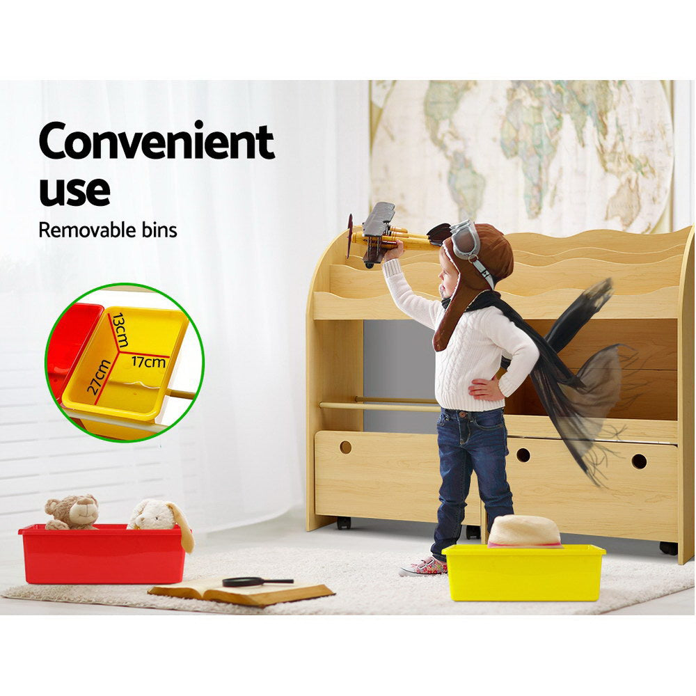 Keezi 3 Tiers Kids Bookshelf Storage Children Bookcase Toy Box Organiser Display 6