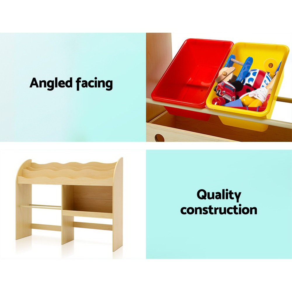 Keezi 3 Tiers Kids Bookshelf Storage Children Bookcase Toy Box Organiser Display 8
