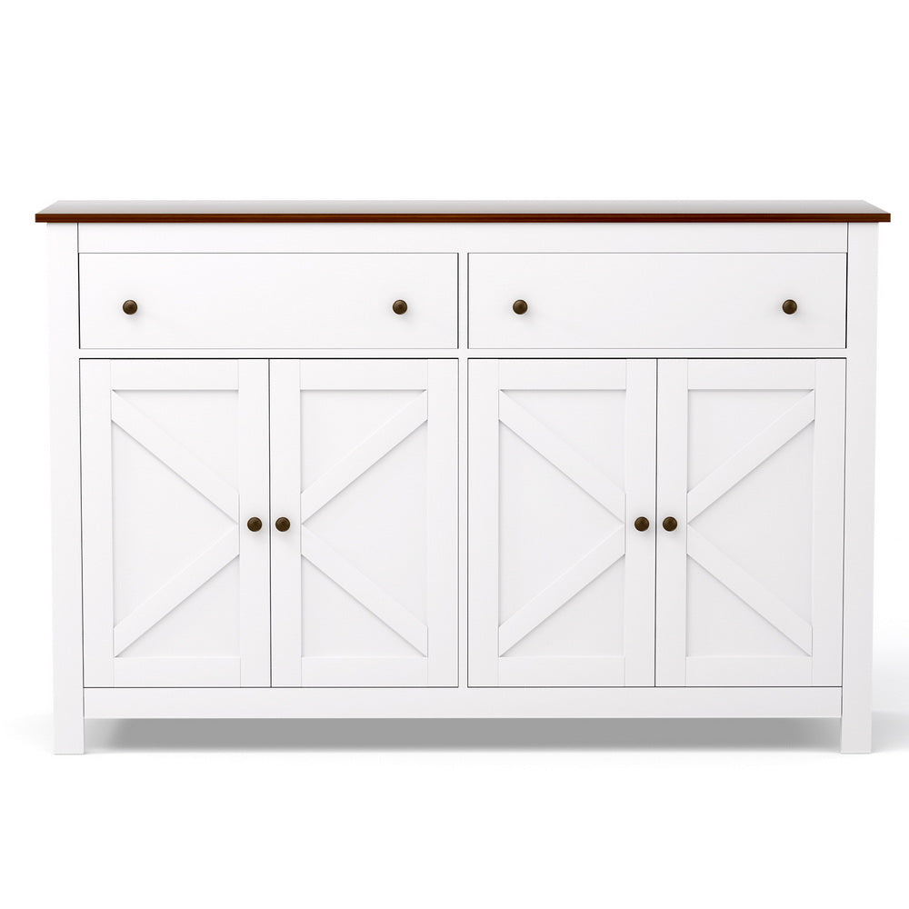Artiss Buffet Sideboard Storage Cabinet Kitchen Cupboard 2 Drawers 140CM White 4