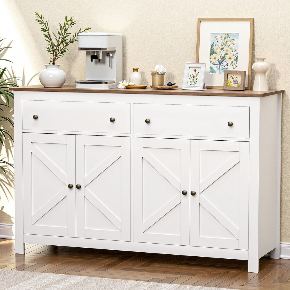 Artiss Buffet Sideboard Storage Cabinet Kitchen Cupboard 2 Drawers 140CM White 8