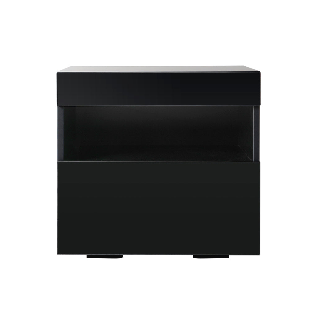 Artiss Bedside Table LED - HERES Black 3