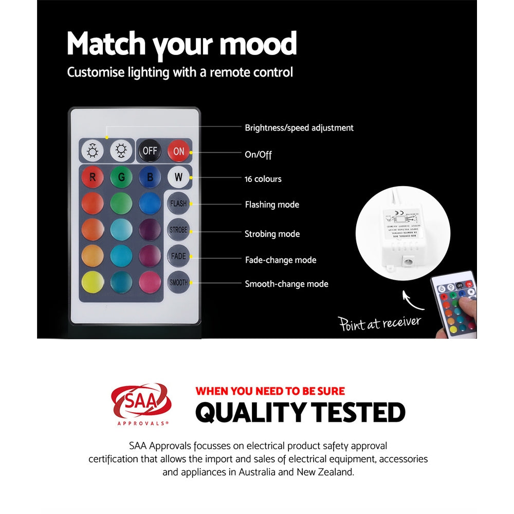 Artiss Bedside Table LED - HERES Black 5