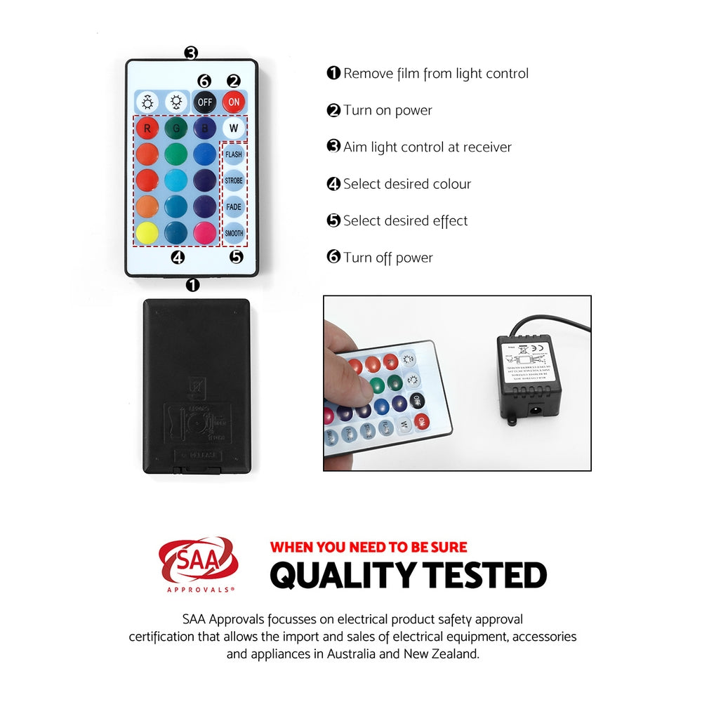 Artiss Coffee Table Led Lights Black 5