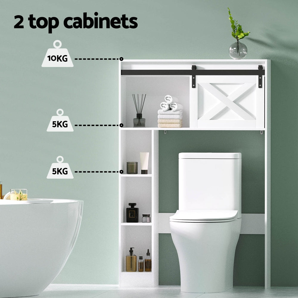 Artiss Bathroom Cabinet Over the Toilet Storage Organiser Laundry Shelf 128cm 4