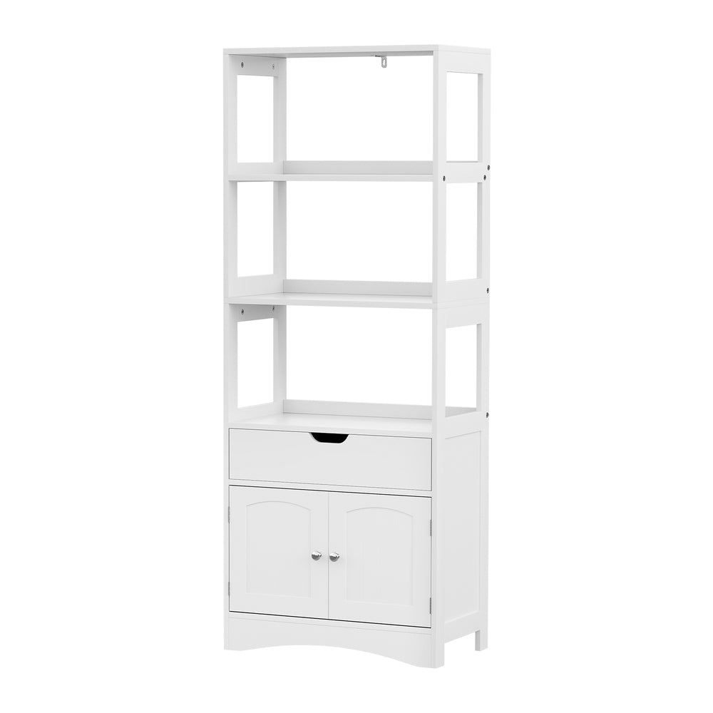 Artiss Bathroom Floor Storage Cabinet with 2 Drawers 3 Open Shelves 2 Doors White 3