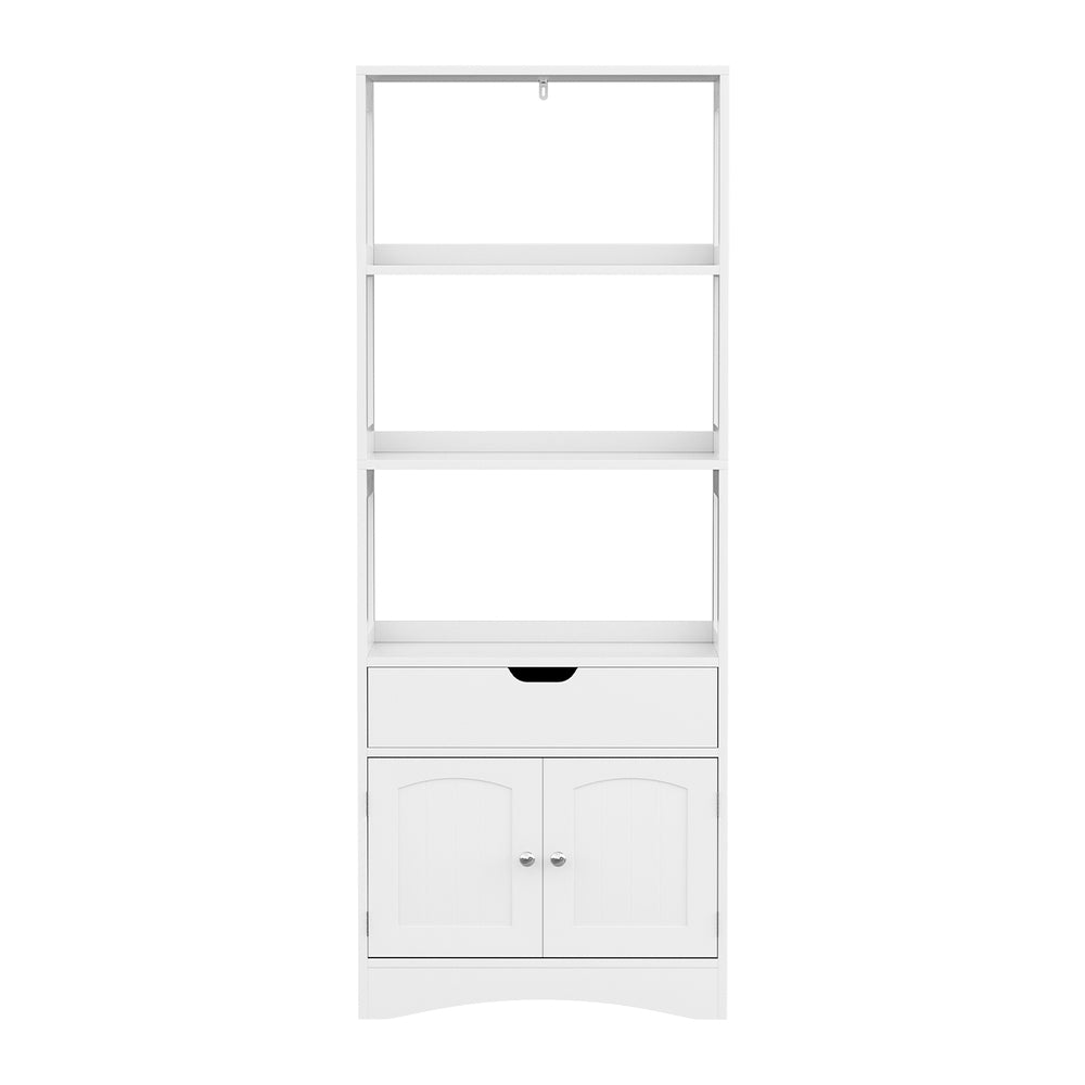 Artiss Bathroom Floor Storage Cabinet with 2 Drawers 3 Open Shelves 2 Doors White 5