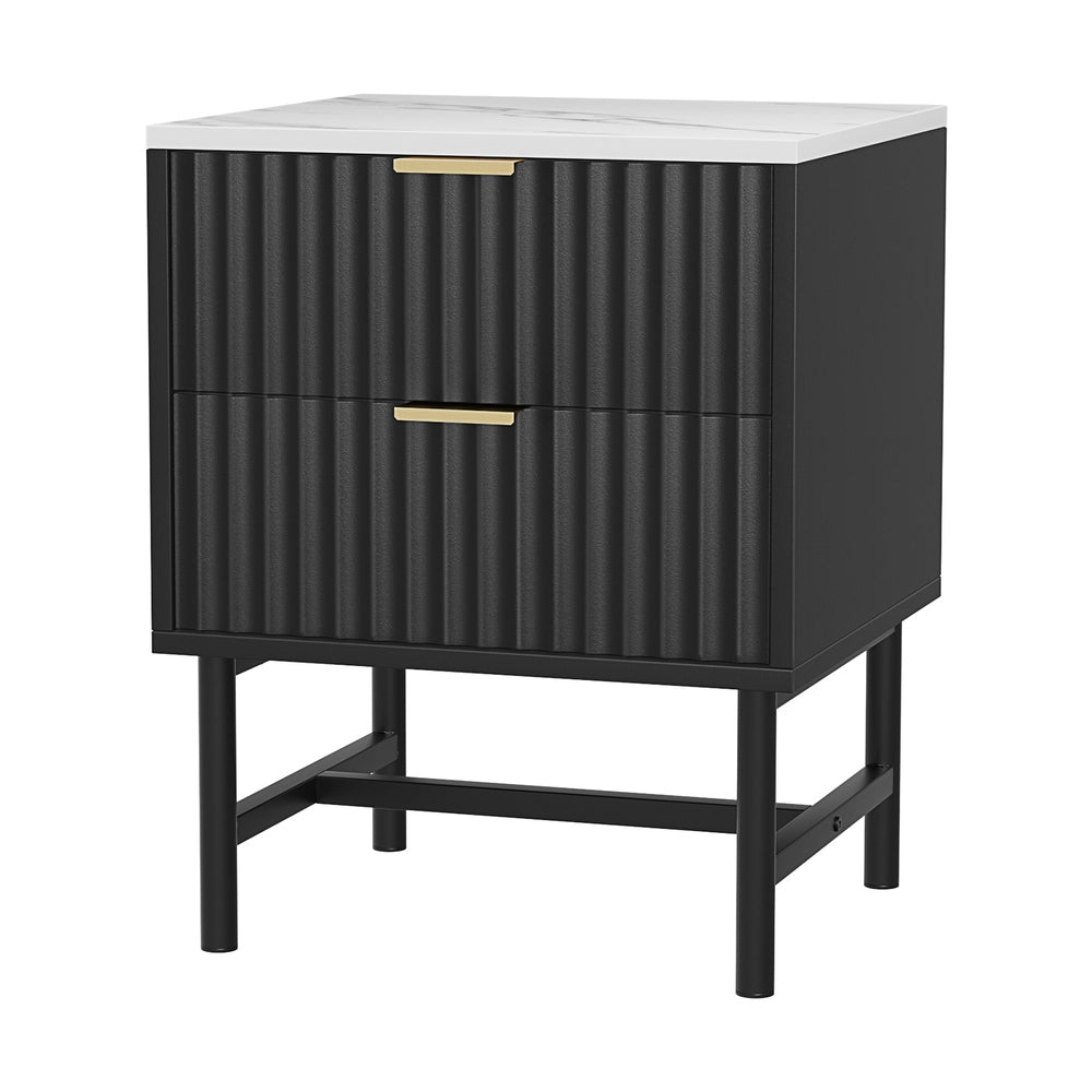 Artiss Bedside Table 2 Drawers - Black 7