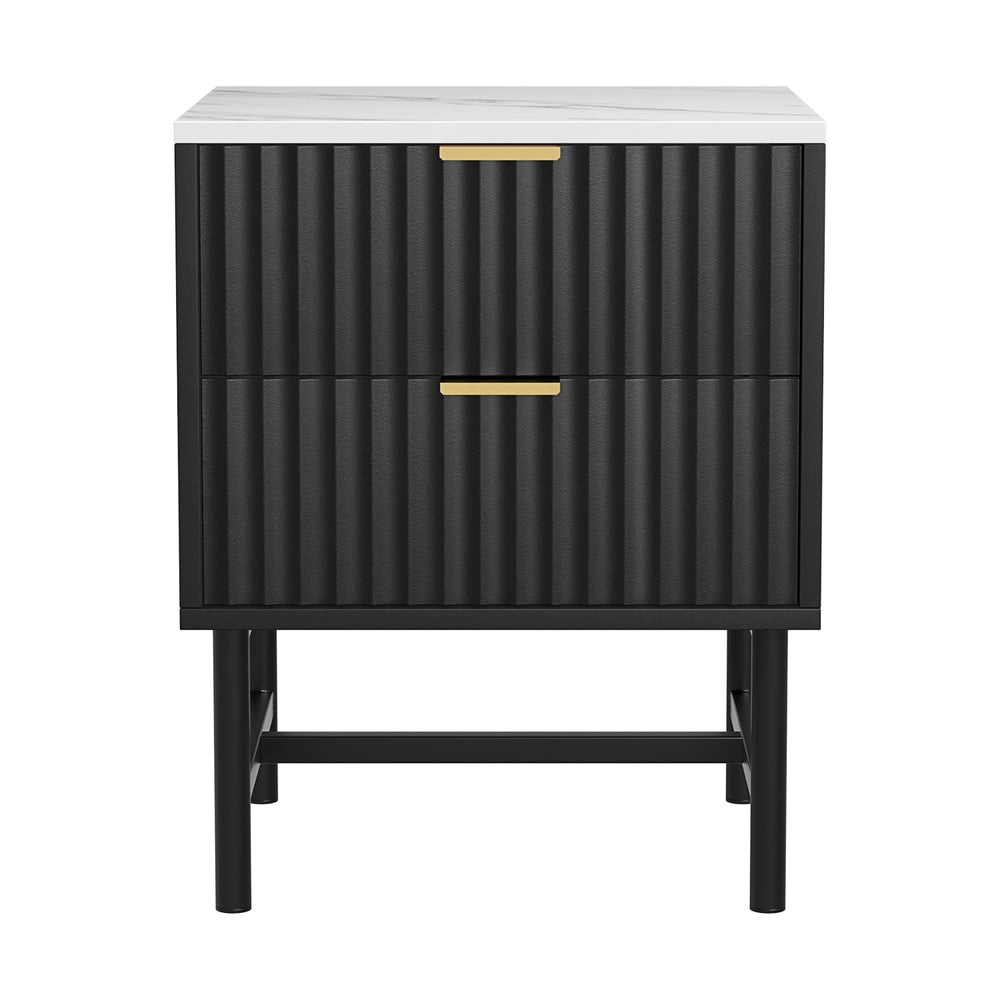 Artiss Bedside Table 2 Drawers - Black 3