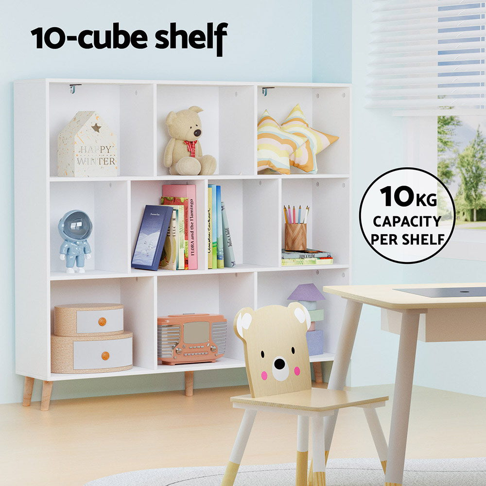 Artiss Bookshelf 3 Tiers 10 Cubes - CORA White 6