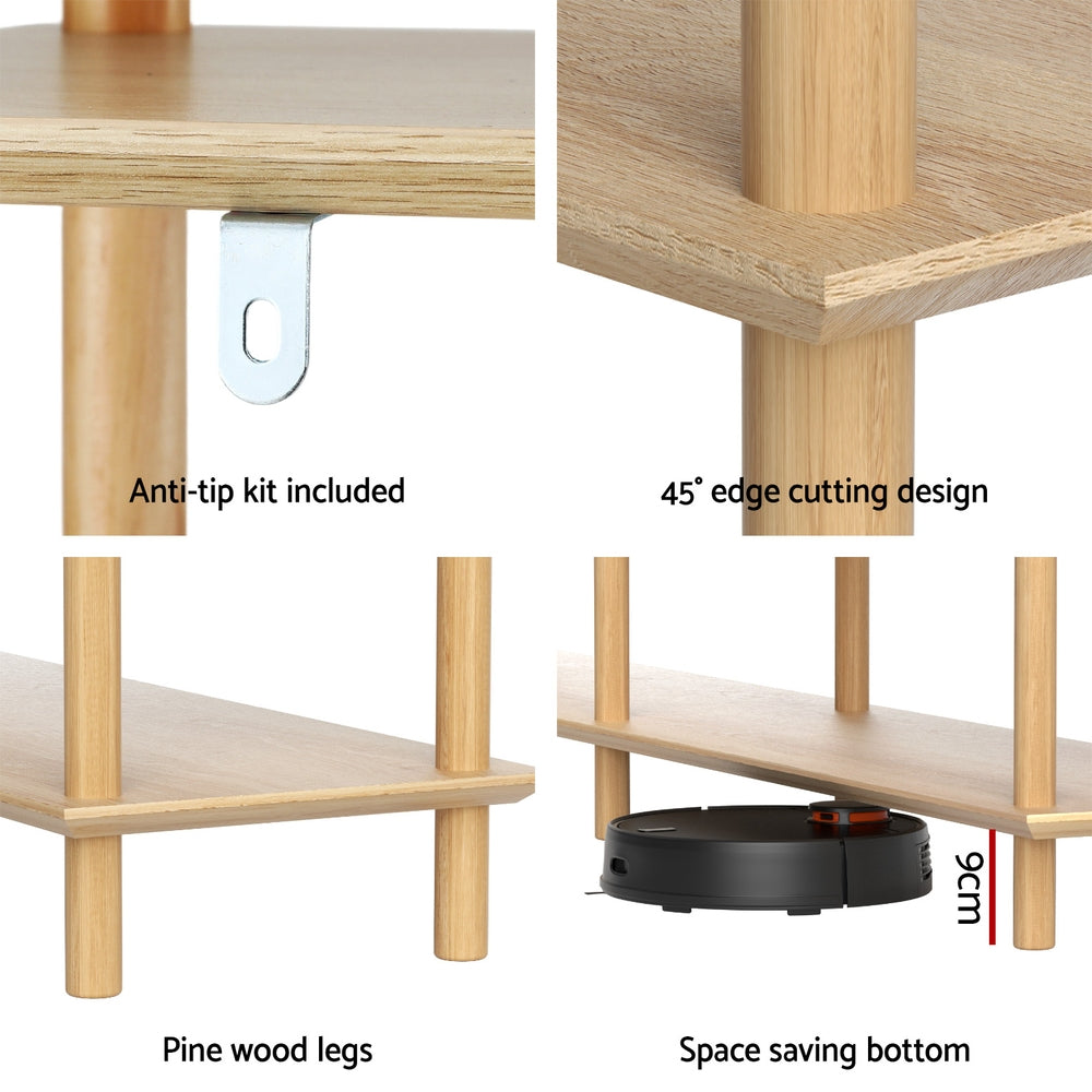 Artiss Bookshelf 3 Tiers Bookcase Display Shelves Wooden Storage Stand Rack Pine 7