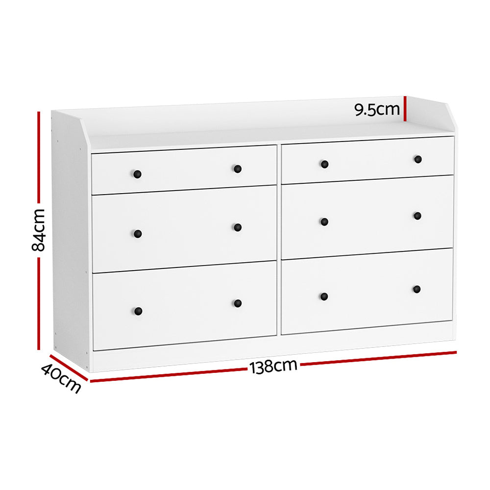 Artiss 6 Chest of Drawers - PETE White 4