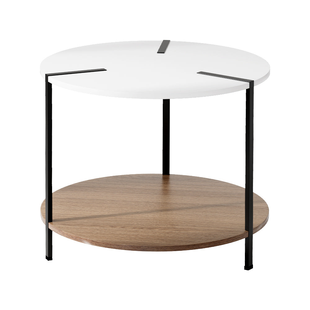 Artiss Coffee Table Side Table Round White Cedric 7