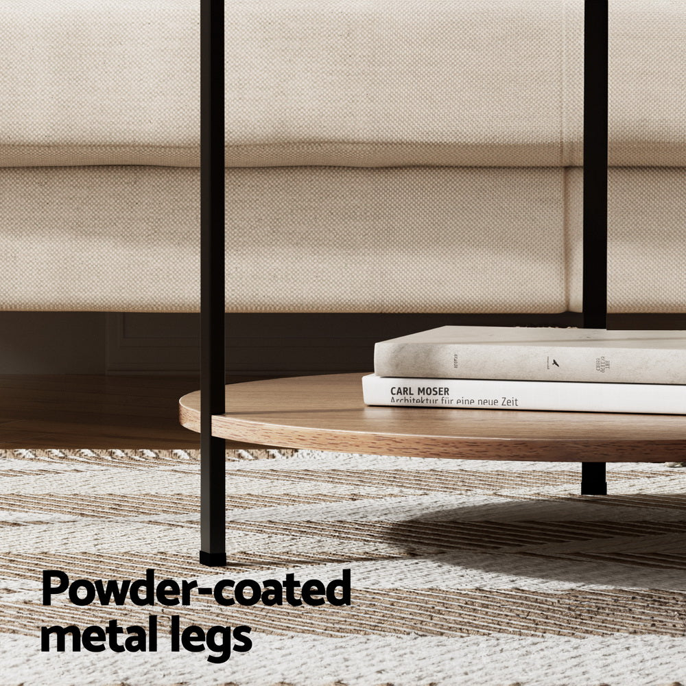 Artiss Coffee Table Side Table Round White Cedric 6