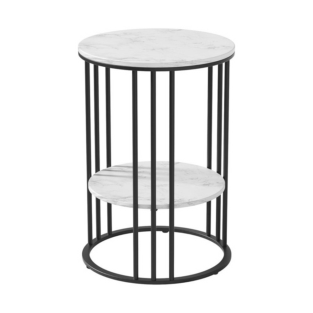 Artiss Coffee Table 2-Tier Round Marble Effect 7