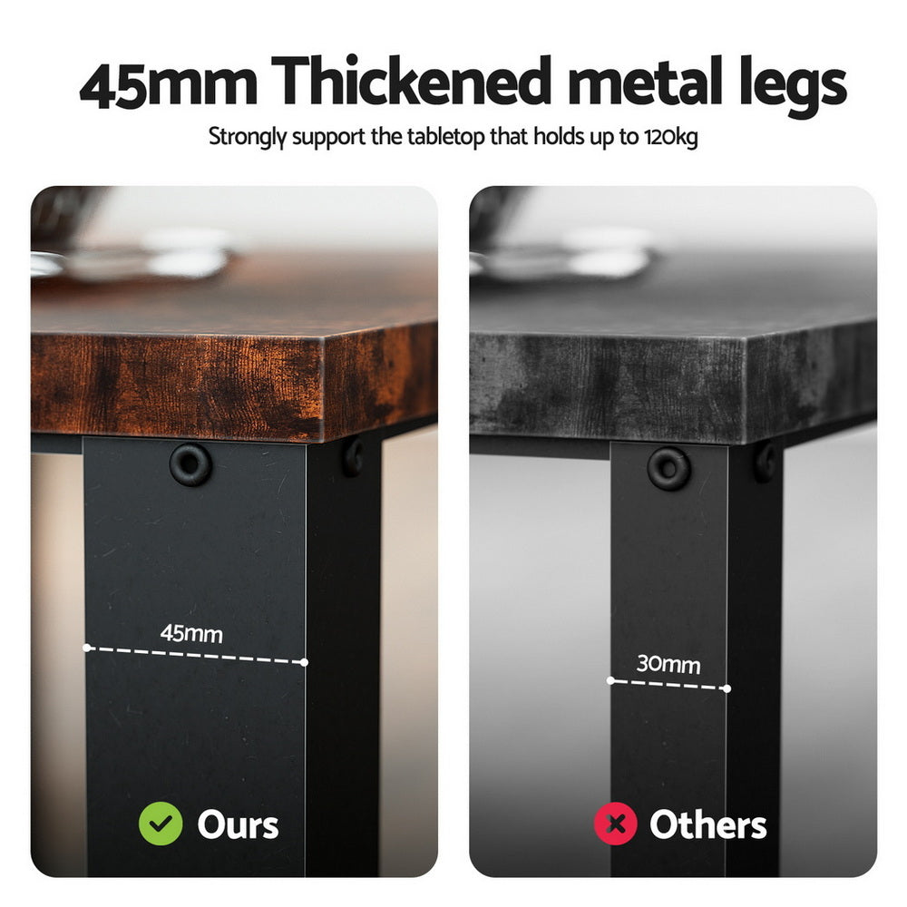 Artiss Coffee Table 2-Tier Rustic Brown 104CM 5