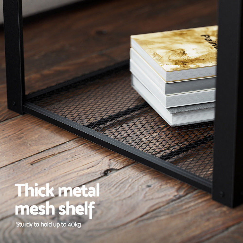 Artiss Coffee Table 2-Tier Rustic Brown 104CM 6