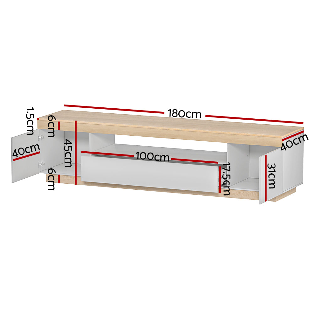 Artiss TV Cabinet Entertainment Unit Stand 180CM White Wood 4