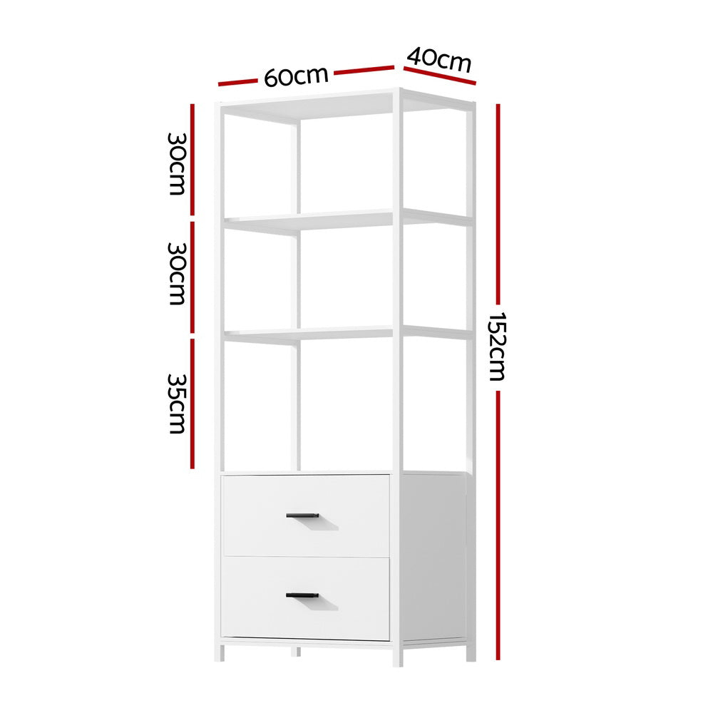 Artiss Bookshelf Display Shelf 2 Drawers 152CM White 4