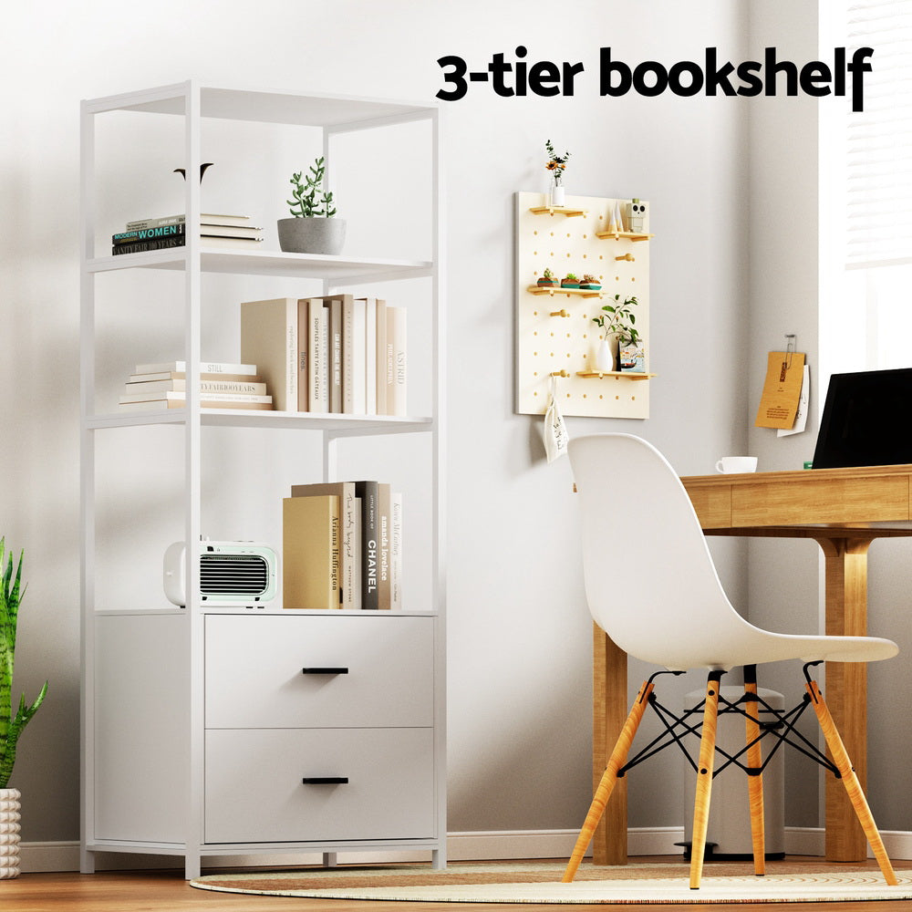 Artiss Bookshelf Display Shelf 2 Drawers 152CM White 6