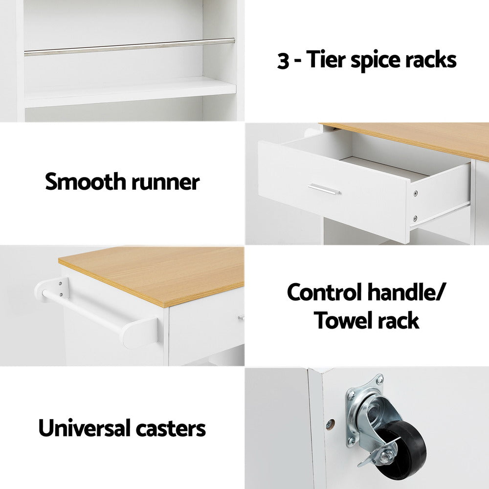 Artiss Kitchen Island Trolley Rolling Serving Cart 8