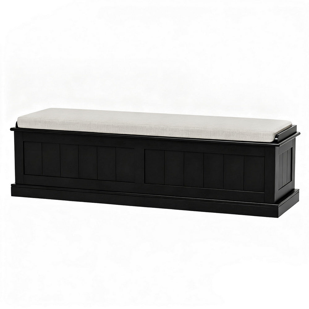 Artiss Storage Ottoman Blanket Box 140cm Fluted Black 7