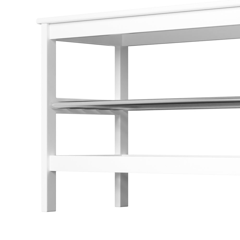 Artiss Shoe Rack Cabinet Bamboo Bench 10 Paris White 3