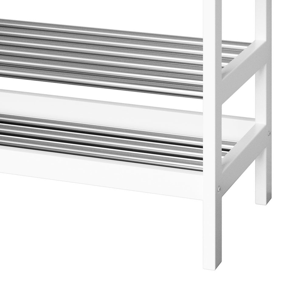 Artiss Shoe Rack Cabinet Bamboo Bench 10 Paris White 4