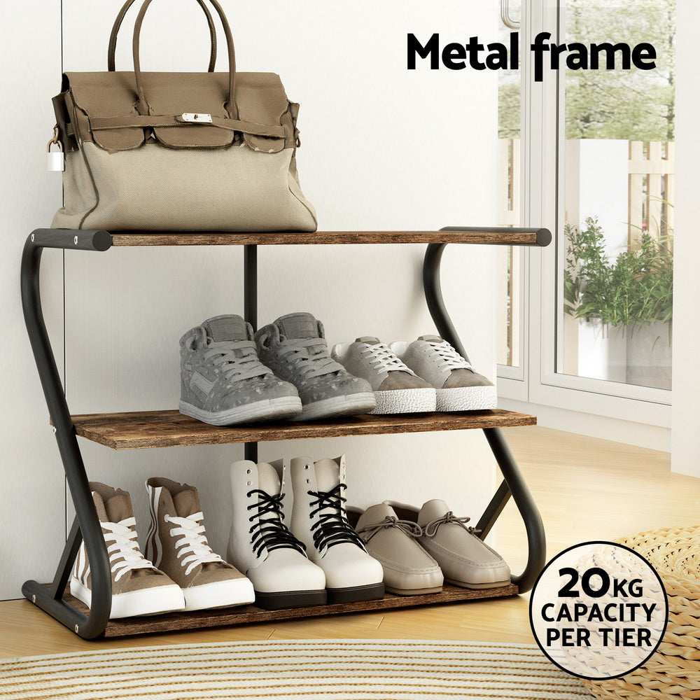 Artiss Shoe Rack Cabinet Shoe Storage Stand 3 Tiers Black 5