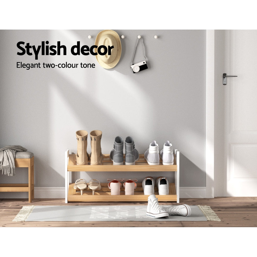 Artiss Shoe Rack 2 Tier 6 Pairs White Kara 4