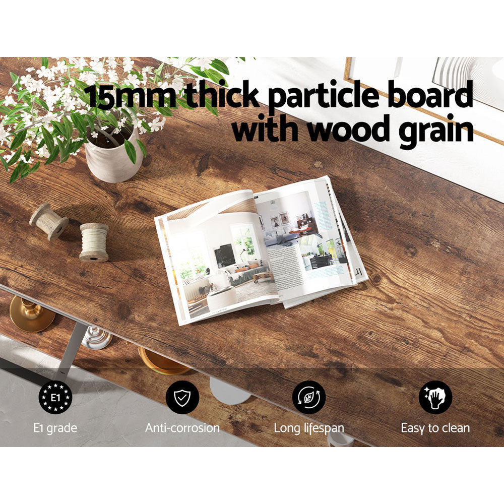 Artiss Console Table 106CM 2-tier Walnut Cora 7