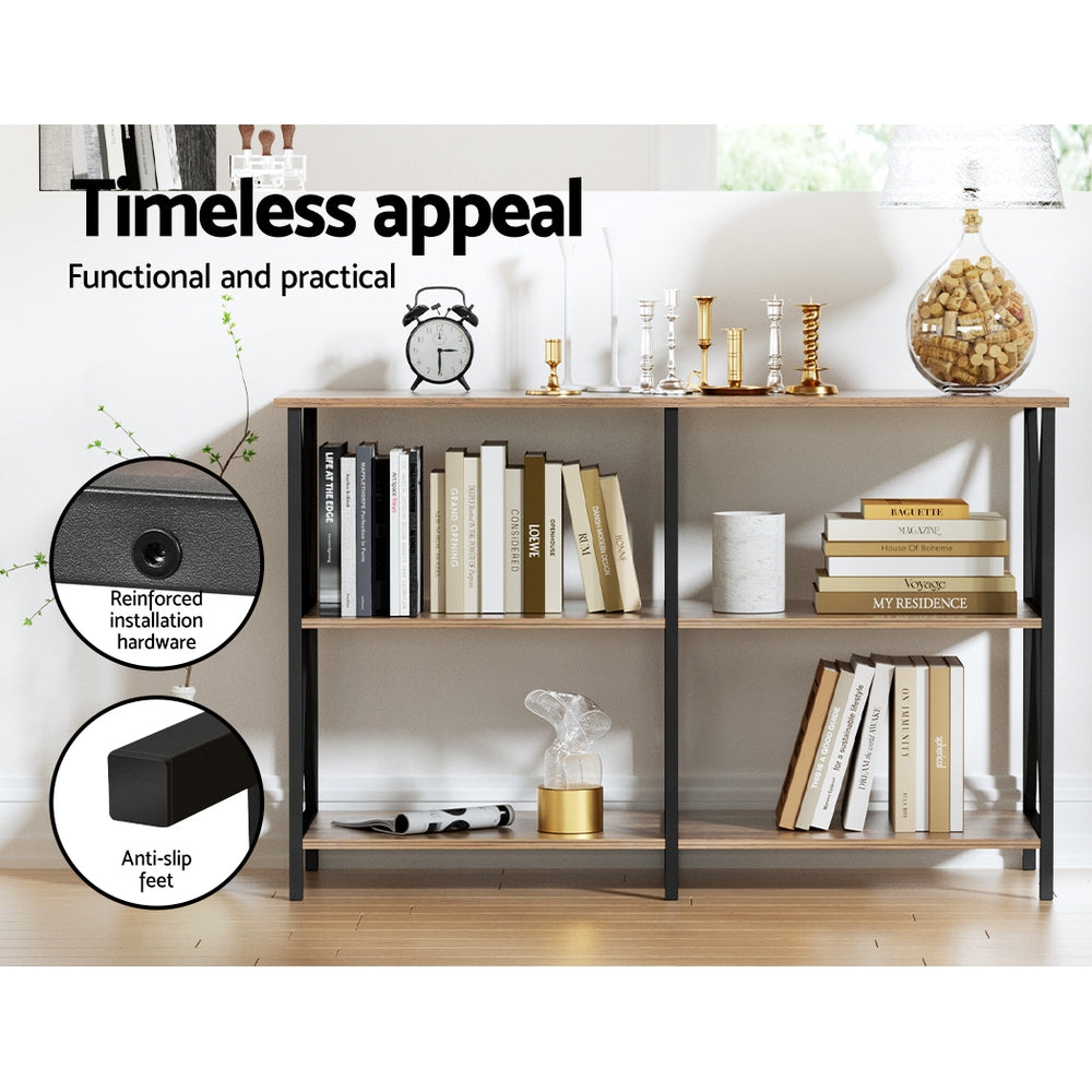 Artiss Console Table 120CM 3-tier Walnut Xiah 6