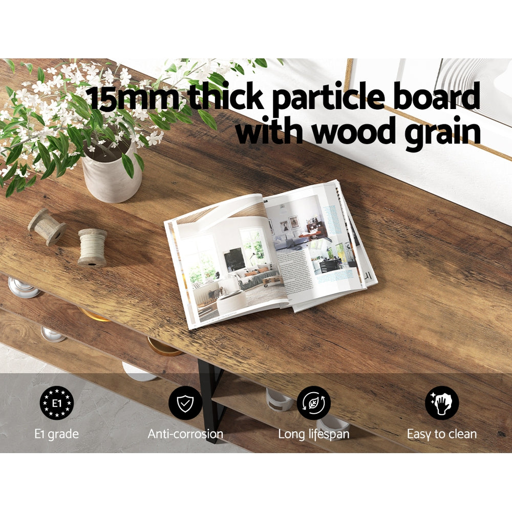 Artiss Console Table 120CM 3-tier Walnut Xiah 7