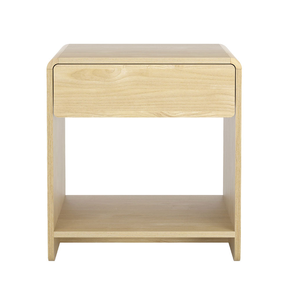 Artiss Bedside Table Drawer Open Shelf Pine 3