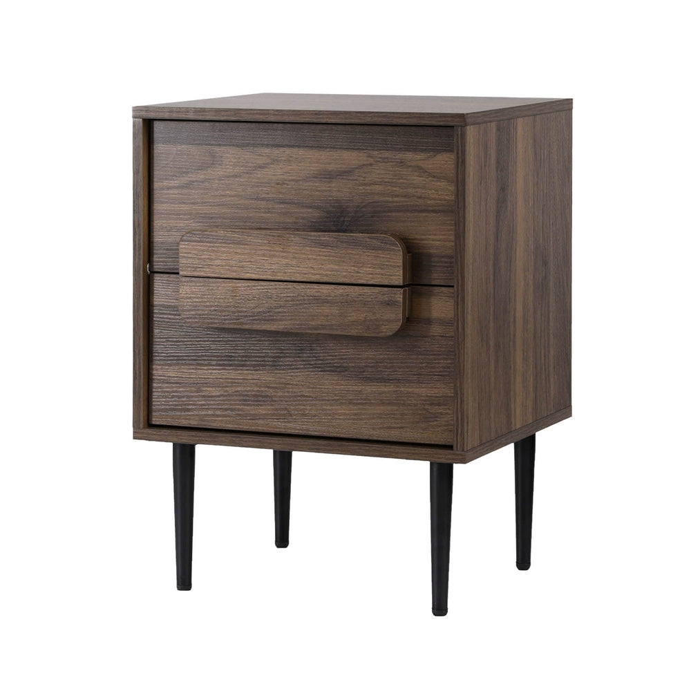 Artiss Bedside Table Nightstand 2 Drawers - Walnut 7