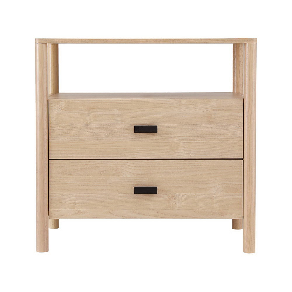 Artiss Bedside Table Nightstand 2 Drawers - Pine 5