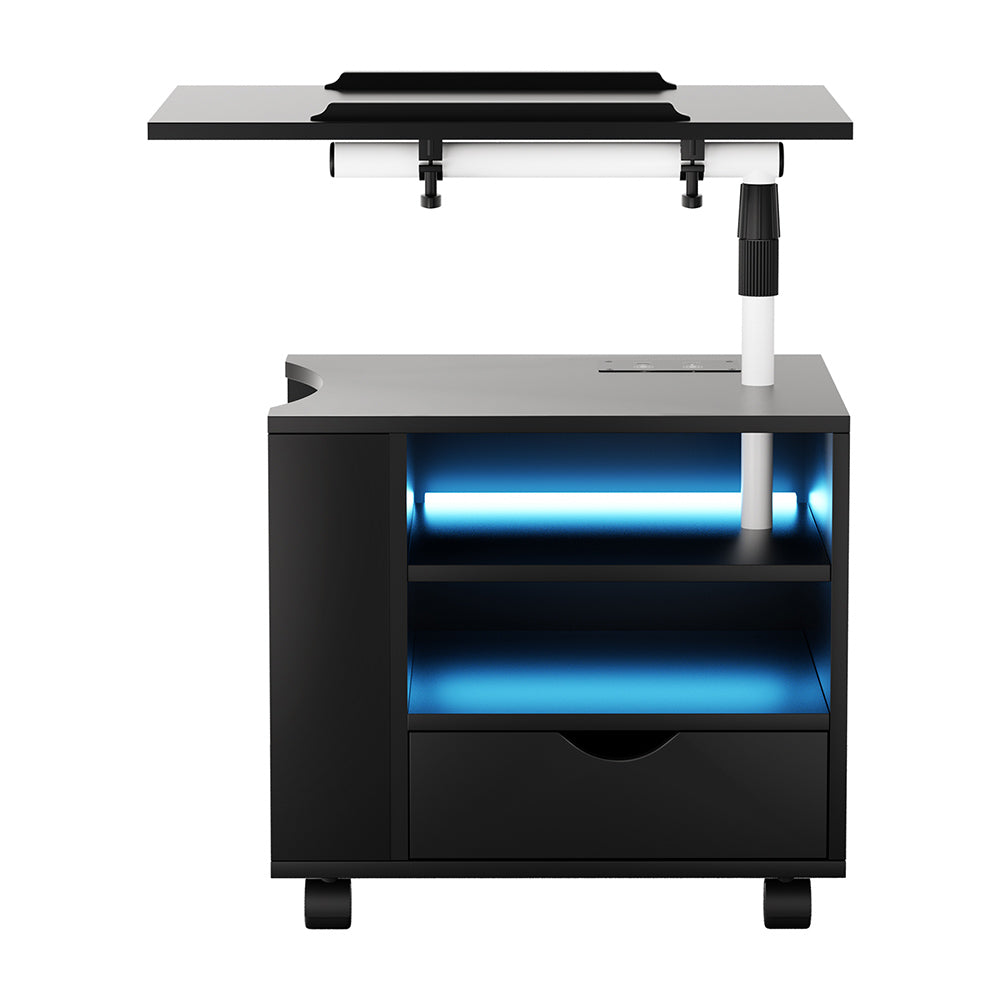Artiss Bedside Table USB Charging with LED Adjustable Laptop Tray - TALA 5