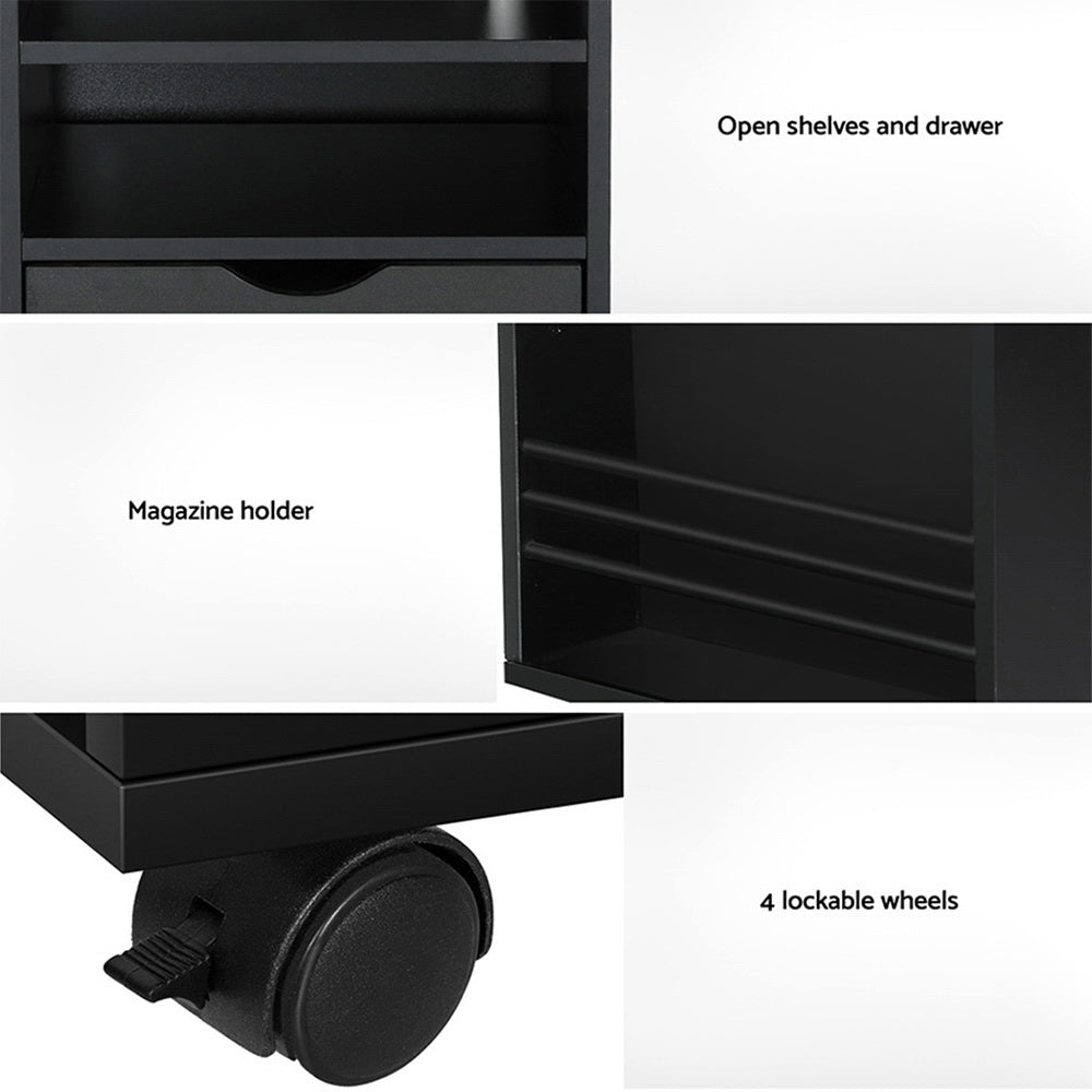 Artiss Bedside Table USB Charging with LED Adjustable Laptop Tray - TALA 8