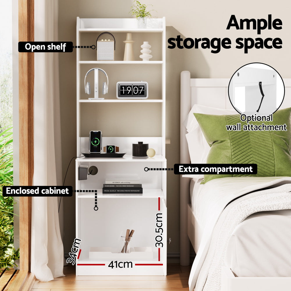 Artiss Bedside Table Nightstand Charging Station 6