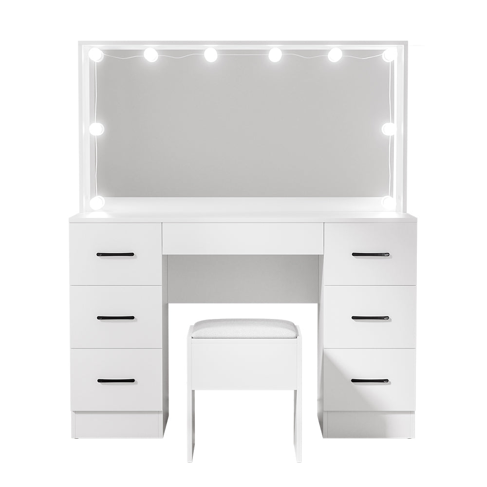 Artiss Dressing Table Set Stool 10 Led Bulbs White Debbie 5
